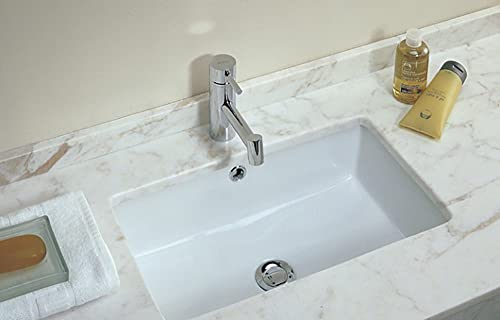 Unisan Agres - Lavabo Bajo Encimera de Porcelana Blanca 55x35x13 cm | Rectangular con Rebosadero | Ideal para Muebles de Baño con Fondo de 46 cm