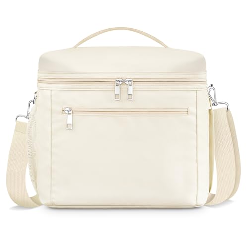 DALINDA Lunch Bag Cooler Bag Lunch Box for Women Men, Insulated Leak Proof Lunchbox Lightweight for Picnic,Grocery,Beach,Camping,Travel,Work,Light Beige Cream
