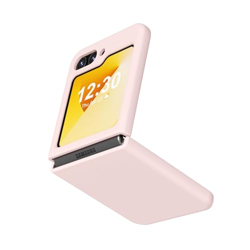 LoeoeL for Samsung Galaxy Z Flip 6 Phone Case Silicone, Minimalist Ultra Thin Slim Soft Rubber Solid Color Simple Cute Case for Women, Aesthetic Girly Plain Jelly Gel &Camera Cover, Light Pink