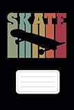 Skate vintage: black notebook diary with names plate skateboard skating skate blank notebook diary logbook sketchbook DIN A5 120 dotted-lined pages