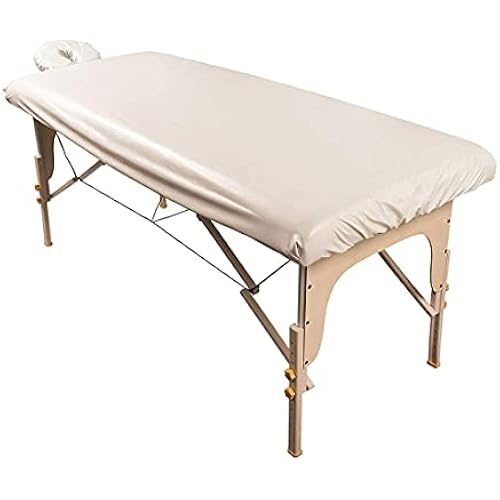 ForPro Professional Collection Waterproof Massage Table Cover, Protective Spa Treatment Sheet Set for Massage Tables, Machine Washable, includes Massage Fitted Sheet and Face Rest Cover, Natural