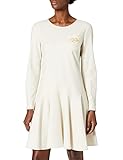 Love Moschino Women's Long Sleeves A-line Dress in Fancy Stretch Wool and Viscose Blend, White, 14