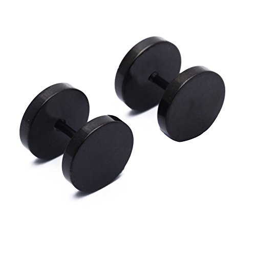 KOKSII 10MM Par de Pendientes Acero Titanio Color Negro para Hombre Cover