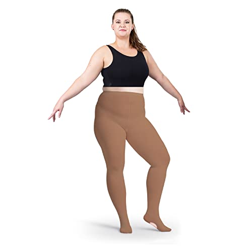 Silky Toes Womens Plus Size Transition Dance Tights- 2 Prs Ultra Soft Ballet Convertible Tights
