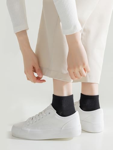 Image of HAVE A TREE Women's Ankle Socks 6 Pairs Thin Cotton Athletic Gym Socks | Soft, breathable, well-made cotton socks with arch support, stay put, fit true to size, and offer great value.