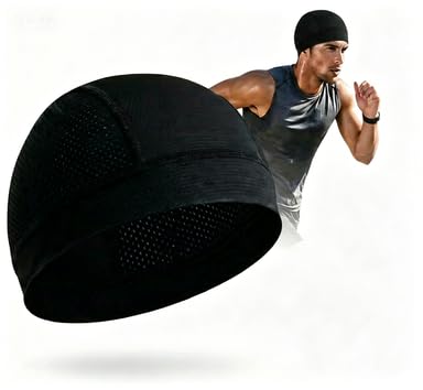 Liedrg Cooling Skull Cap Beanie, 2 Pack, Breathable, for Running, Cycling, Motorcycling & Outdoor Sports, Men & Women, Black