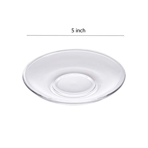 Sizikato 6pcs Clear Glass Snack Plate, Restaurant Dessert Plate, Tea Table Decoration Tea Bag Holder. 5 Inch - Image 3