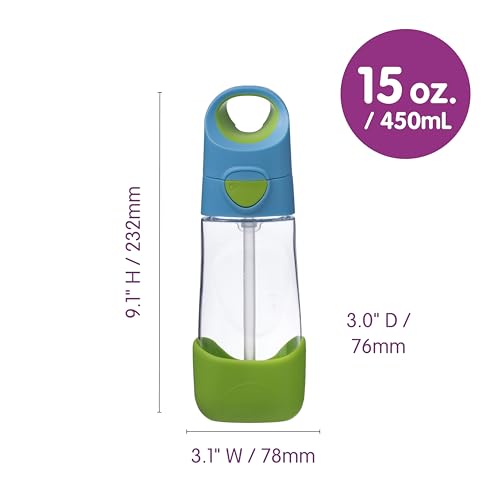 Image of b.box Tritan Straw Drink bottle 450 ml- Ocean Breeze Blue Green(440)