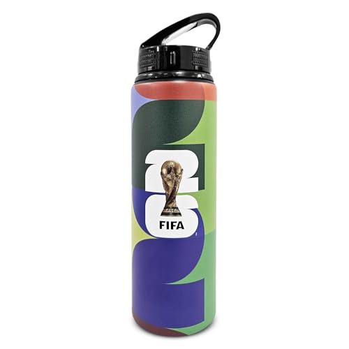 Hy-Pro Bouteille d'eau en aluminium sous licence officielle Coupe du Monde de la FIFA 2026 750 ml Unity – Hydratation sportive durable pour les fans de football – Bouteille de sport avec motif de la