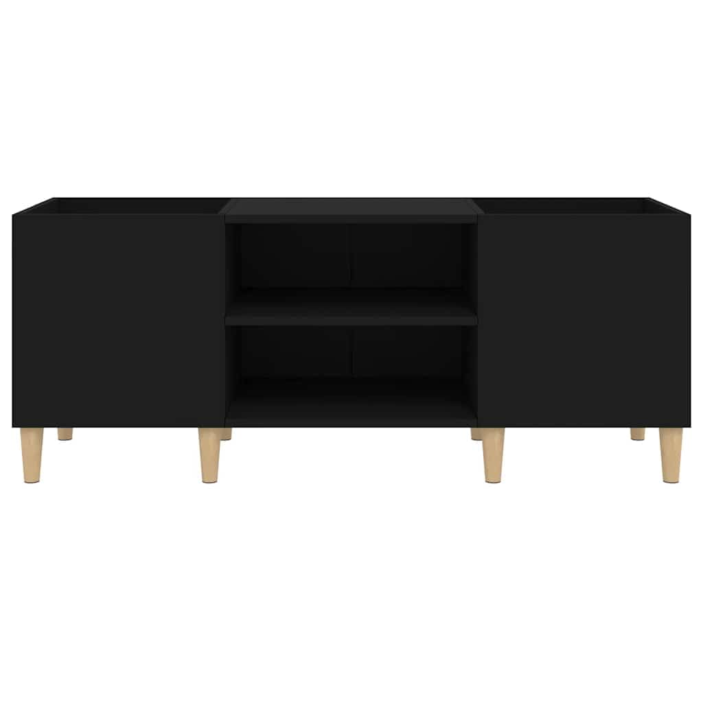 Tomostar Support pour Tourne-Disque, Porte-disques Présentoir Meuble de Rangement pour Disques Vinyles Noir 121x38x48 cm Bois d'ingénierie
