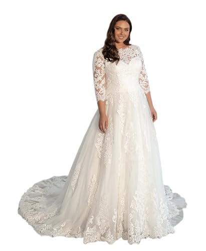 Plus Size Mermaid Spaghetti Straps Deep V-Neck Appliques Lace Wedding Dresses with Short Train