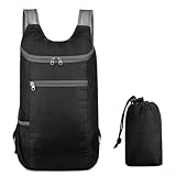 HanOaki Mochila plegable de 10 litros, ultraligera e impermeable, mochila de viaje compacta con bolsa de transporte para actividades al aire libre, camping, ciclismo (negro)