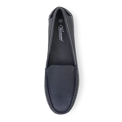Image of Cassidy Unisex Slip-On Leather Loafer - Casual Office Shoe for Men and Women, Pull-On Dress Footwear