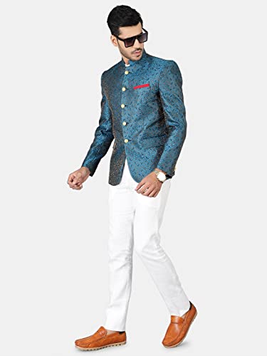 Image of WINTAGE Men's Banarasi Rayon Cotton Green Bandhgala