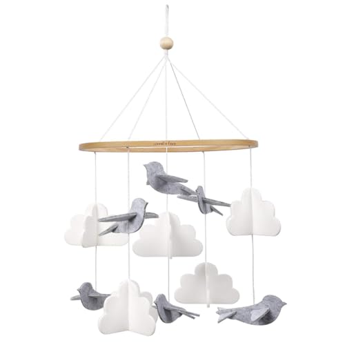 Sorrel + Fern Baby Crib Mobile Birds in Clouds Short Version