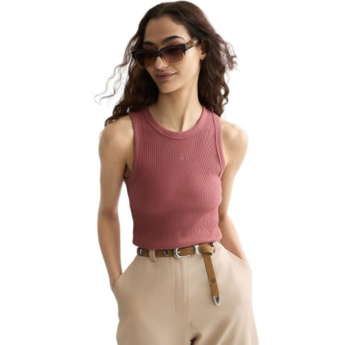 Scotch & Soda Rib Racer Tank Camiseta de Tirantes Anchos, Withered Rose V659, XL Mujeres