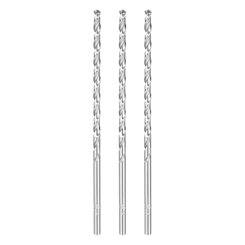 uxcell 3pcs Twist Drill Bit 3mm Dia 100mm (3.94") Extra Long High-Speed Steel Spiral Jobber Drill Bits Fully Ground Drilling Tools for Wood Plastic Aluminum Thin Metal Sheet