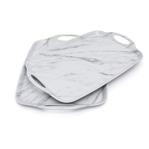 TP Melamine Serving Trays with Handles, 17 x 12 Inch, Set of 2