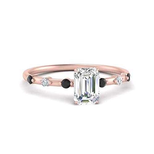 Bague de fiançailles diamant et émeraude plaqué or rose petites bagues 47-70