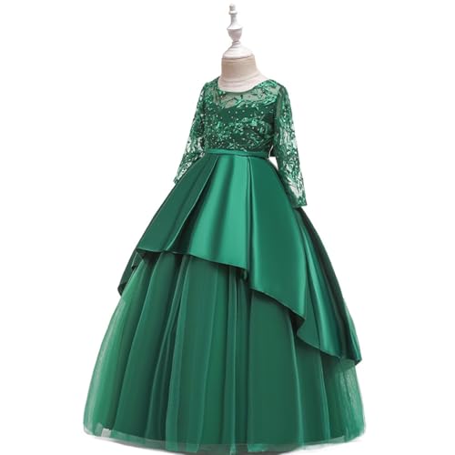 Girls Birthday Party Dress Lace Embroidery Long Sleeve Tiered Tulle Ball Gown Communion Pageant Wedding Bridesmaid4