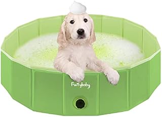furrybaby Foldable Dog Pool For Dogs, Dog Padding Pool Portable For Dog Bath, Plastic Dog Swimming Pool Large Hard Kid Pool (Pink 120 * 30cm)