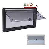 BJTDLLX Wohnwagenfenster Ausstellfenster Camper 90x50cm Wohnwagen Fenster Wohnmobilfenster RV Klappfenster Externes Push Fenster mit integriertem Rollo und Fliegengitter | EU Stock