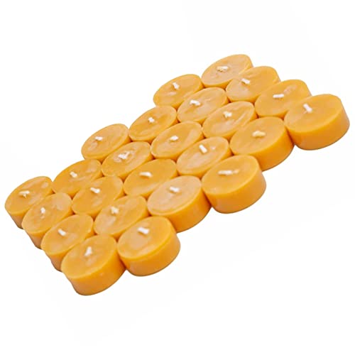 Velas de té de cera de abejas puras, 24 unidades, sin plástico, sostenibles, sin funda, hechas a...