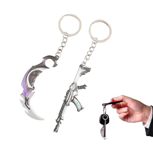 HQRKOTM 2 PCS Valorant Games Mini porte-clés modèle d'arme, karambit pour clés, téléphones portables, sac à dos