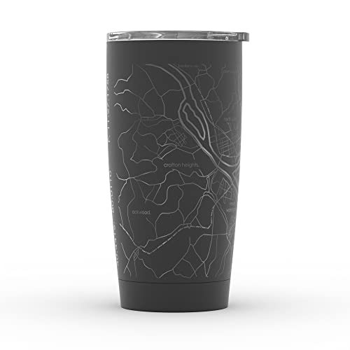 Well Told Engraved Pittsburgh Pennsylvania Map Insulated Coffee Tumbler, Etched Stainless Steel Mug (20 Oz, Black) City Map Insulated Tumbler, Custom Insulated Travel Mug, Outdoor Drinkware #TOP1