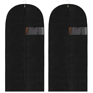 Vicloon Garment Bags, 2PCS Clothes Cover Bags Set Waterproof Dustproof With Zipper, Long Garment Bag Dress Covers Breathable Suit Protector for Clothes/Shirts/Gowns/Dresses 60 * 120cm