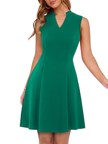 Image of YIOYOLA Womens Elegant Classy A-Line V Neck Mini Business Casual Work Dresses Party Cocktail Short Dress with Pockets