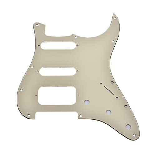 Image of Dopro 11-Hole Strat HSS Guitar Pickguard 2-Screw Humbucking Pickup Mount Fits American Fender Stratocaster Cream 3 Ply