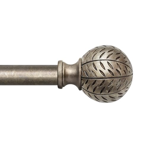 Silver leaf-pattern curtain rods 66-120 in
