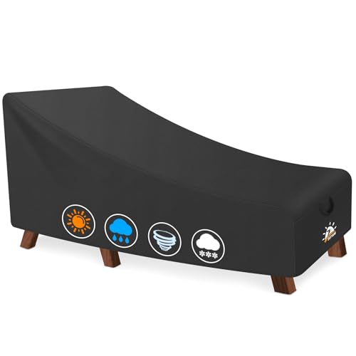 Zettum Outdoor Lounge Chair Cover - 600D Waterproof Patio Chaise Lounge Chair Cover Fade-Resistant Outdoor Seating Covers Lawn Bench Furniture 68 x 30 x 30 Inch