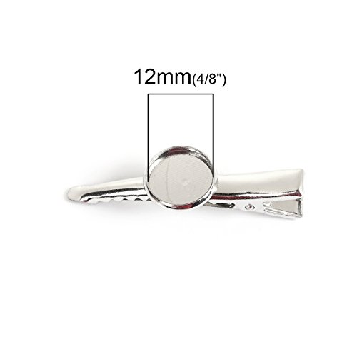 JGFinds Pinzas para el cabello tono plata con soporte para cabujón para manualidades y accesorios, pack de 20 para artes y manualidades miniatura 3