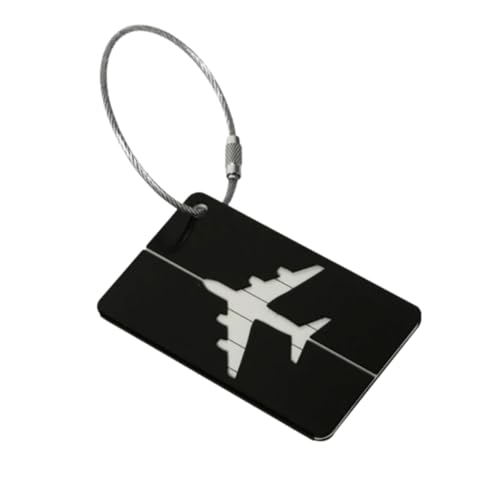 Genérico Tag de Mala de Viagem Identificador Bagagem Etiqueta Alumínio Cabo Aço (1 Peça Preta)