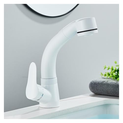 Robinet de lavabo rétractable en laiton massif avec buse double jet design pour salle de bain