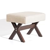 Houchics home Foot Stool, Foot Stools Ottoman with Non-Slip Wood Legs, Rectangle Small Ottoman Foot