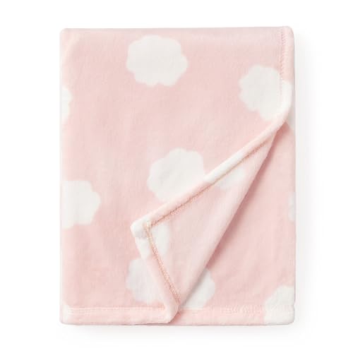 Image of Baby Blankets for Girls and Boys, Soft Milky Plush Fleece Baby Blanket, Receiving Blankets and Swaddle Blankets for Newborns, 30 * 40 Inch, Pink Clouds