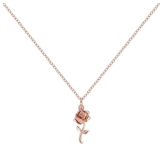 Disney Beauty & The Beest YG Stone - Collar con diseño de rosas