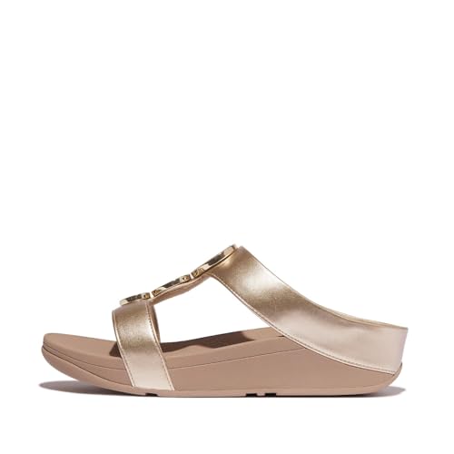 Image of FitFlop Halo Bead-Circle Metallic H-Bar Slides