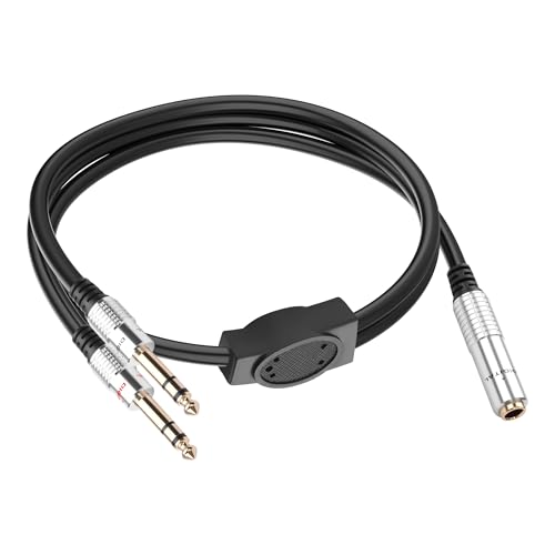 Câble audio 1/4 TRS femelle vers double mâle 6,35mm splitter stéréo 50cm