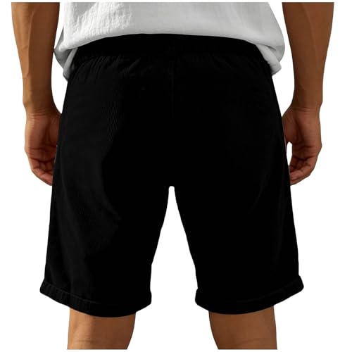 Image of Cambkatl Straight Leg Corduroy Shorts for Men Summer Versatile Outdoor Casual Stretch Lounge Shorts with Pockets