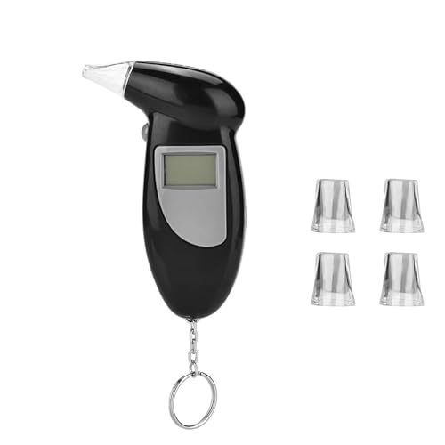 Sathychanpy Alcootest Ethylotest Electronique,Numérique Professionnel avec Ecran LCD d'Affichage,Portable LED Digital Respiratory Alcohol Tester pour Usage Domestique avec 5 Embouts