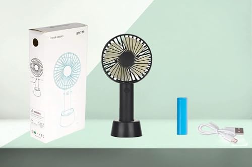 Image of Mini Portable USB Hand Fan, USB Fan Portable High Speed Built-in Rechargeable Battery Operated Summer Cooling Table Fan with Stand for Home Office Indoor Outdoor Travel (Black Color)