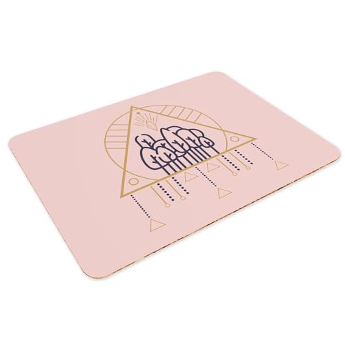 Sets de table en liège rose avec motifs ésotériques et finitions soignées - 3