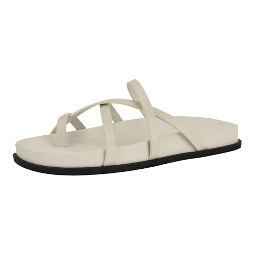 Calvin Klein Women's Helden Sandal, Ivory Leather 150, 5
