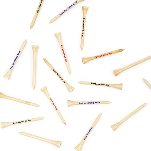 Personalized Golf Tees. 18 Custom Golf Tees Bulk With A Name, Business Name, Golf Humor. Golf Tees 2 3/4" Inch Size Wood Golf Tee Made Of Bamboo - Stronger Than Wood Tees Biodegradable & Less Friction #TOP11