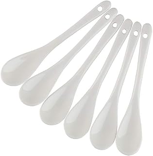 Porcelain Egg Spoons for Soft-Boiled Eggs Coffee Tea Desserts Ceramic Spoon Set of 6 (Egg Spoons 6)