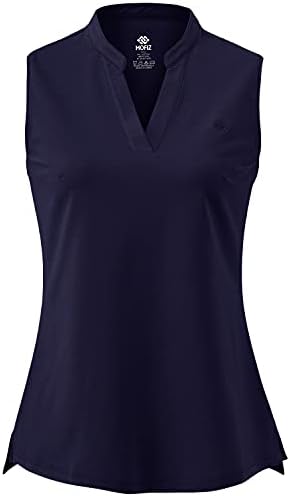 MoFiz Women's Sleeveless Polo T-Shirts Golf Tops Tennis Shirts Tagless Workout Tees V-Neck Sports Tanks S Navy